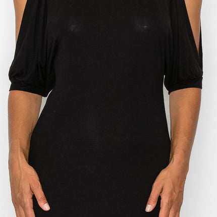 Open Shoulder Sexy Back Dress - Black