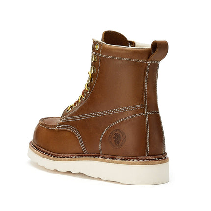 ROCKROOSTER Norwood Men's 6 inch Brown steel toe wedge work boot