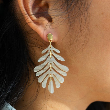 Petite Palm Earrings - Seashell