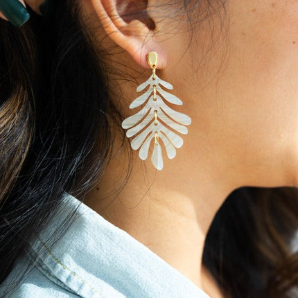 Petite Palm Earrings - Seashell