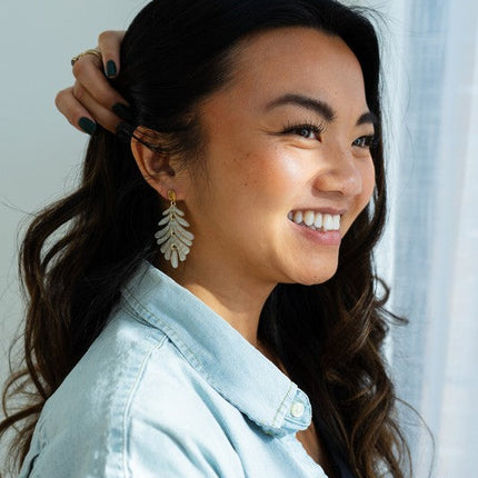 Petite Palm Earrings - Seashell