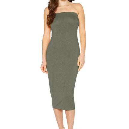 Women's Rayon Tube Top Bodycon Midi Dress