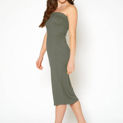 Women's Rayon Tube Top Bodycon Midi Dress