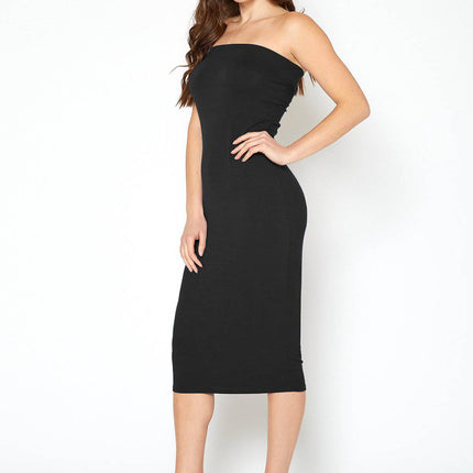 Women's Rayon Tube Top Bodycon Midi Dress