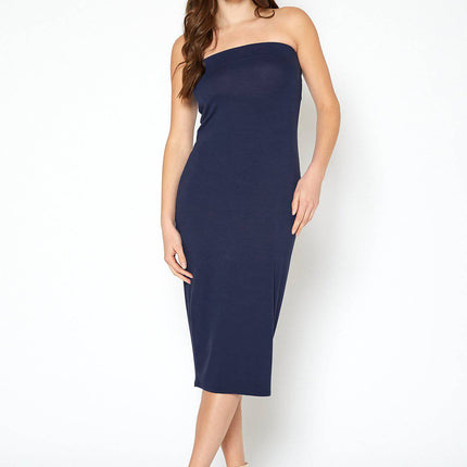 Women's Rayon Tube Top Bodycon Midi Dress