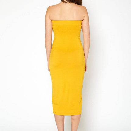 Women's Rayon Tube Top Bodycon Midi Dress