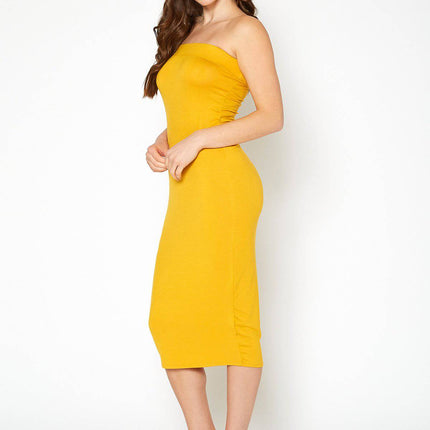 Women's Rayon Tube Top Bodycon Midi Dress