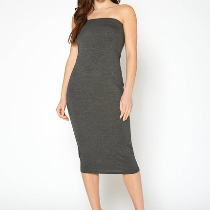 Women's Rayon Tube Top Bodycon Midi Dress
