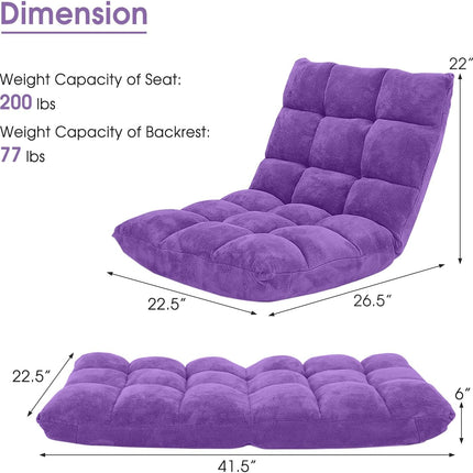 Purple Floor Chair With Back Support 14 Position Adjustable