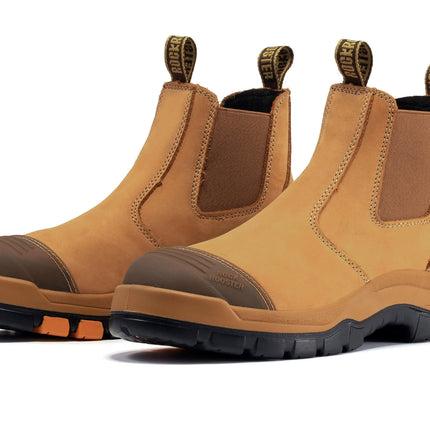 ROCKROOSTER Gammon Tan 6 inch Slip On Leather Work Boots AK222
