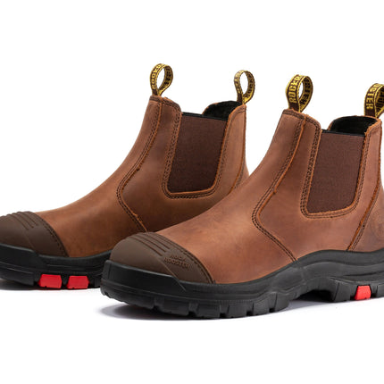ROCKROOSTER Lumen Brown 6 inch Pull-on Leather Work Boots AK224