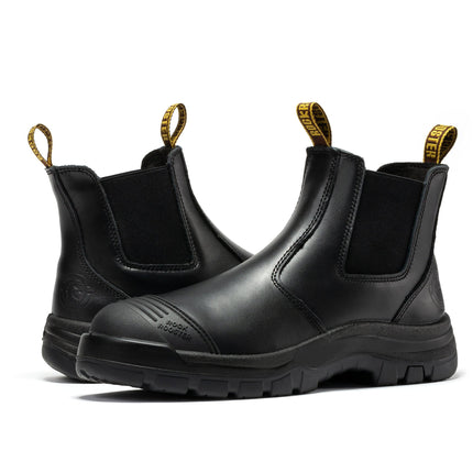 ROCKROOSTER Lumen Black 6 inch Pull on Leather Work Boots AK227NT