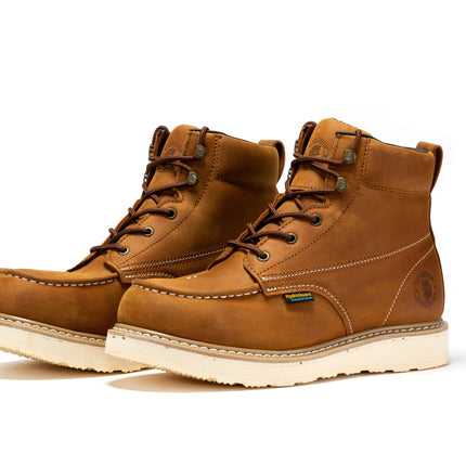 ROCKROOSTER Edgewood Men's 6 inch Brown steel toe waterproof wedge