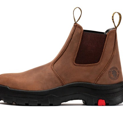 ROCKROOSTER Lumen Brown 6 inch Pull-on Leather Work Boots AK224