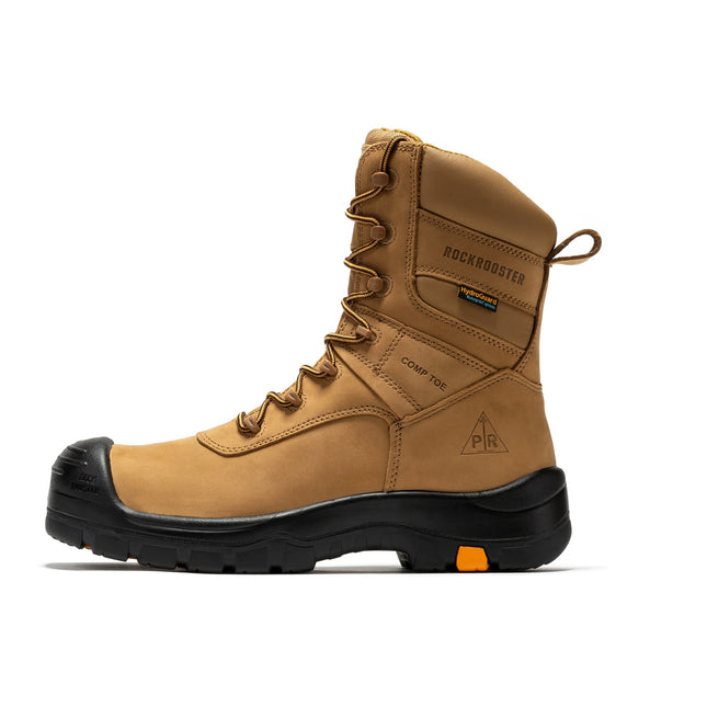 Rockrooster Beaufort Men's Brown 8 inch Waterproof Composite Toe Boot