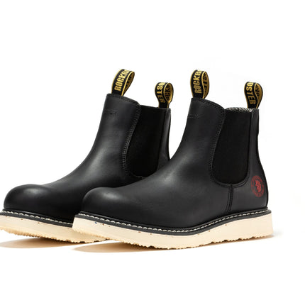 ROCKROOSTER Capitola Men's 6 inch Black Steel Toe Wedge Work Boots
