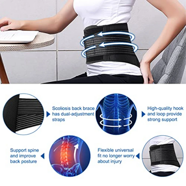 Lower Back Support Brace Lumbar Waist Belt Double Pull Breathable Belt