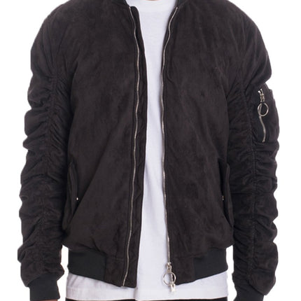 Men's Faux Suede Bomber Jacket