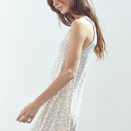 A Line Sleeveless Short Dress In Daisy Floral Knit