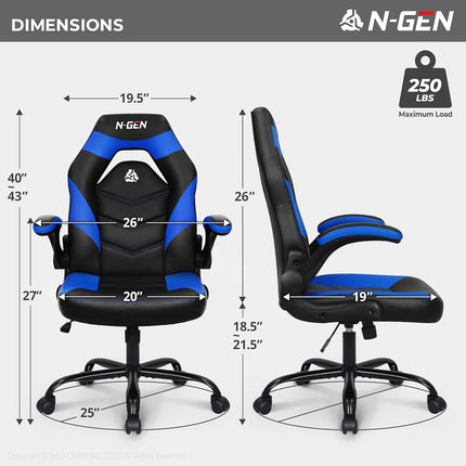 Blue Ergonomic Gaming Chair With Adjustable Height