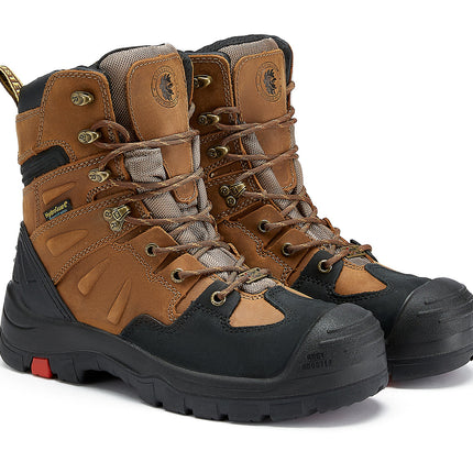 ROCKROOSTER Woodland Men's 8 inch Brown Work Boots, Composite Toe