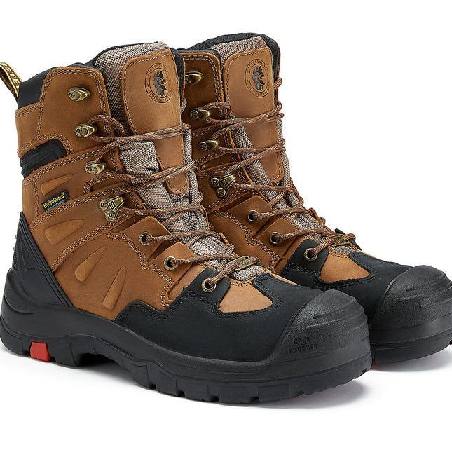 ROCKROOSTER Woodland Men's 8 inch Brown Work Boots, Composite Toe