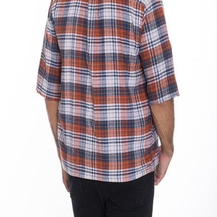 Mens Zip Up Flannel Short Sleeve Shirt S115