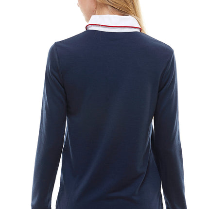Women's Long Sleeve Polo Shirt with Contrast Collar