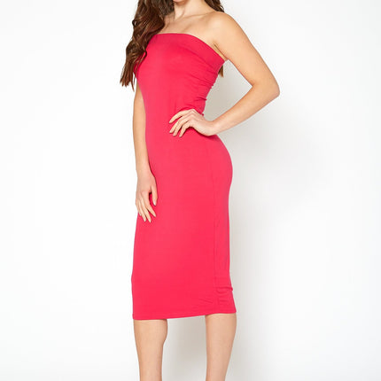 Women's Rayon Tube Top Bodycon Midi Dress