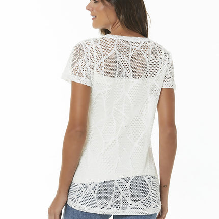 WHITE SHEER FISHNET TOP by Hellokini- Made in Brazil