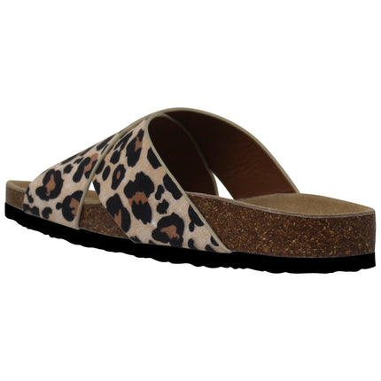 Sobeyo Women's Classic Criss-Cross Comfort Sandals Cork Leopard
