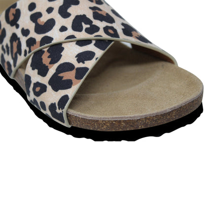 Sobeyo Women's Classic Criss-Cross Comfort Sandals Cork Leopard
