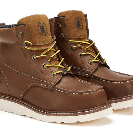 ROCKROOSTER Edgewood Men's 6 inch Brown steel toe waterproof wedge