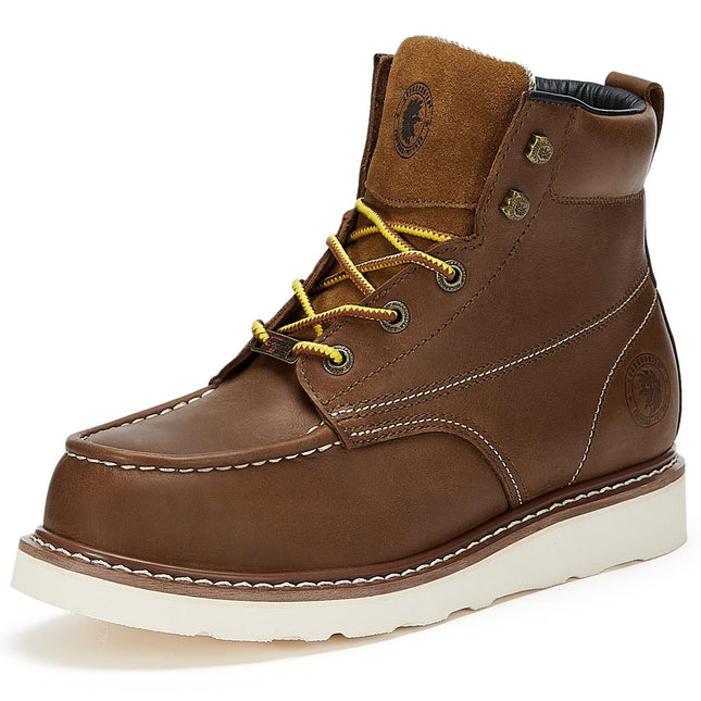 ROCKROOSTER Edgewood Men's 6 inch Brown steel toe waterproof wedge