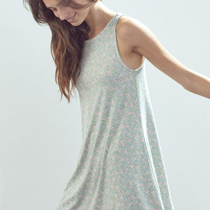 A Line Sleeveless Short Dress In Daisy Floral Knit