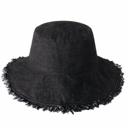 Wide Brim Frayed Bucket Hat for Summer – 100% Cotton