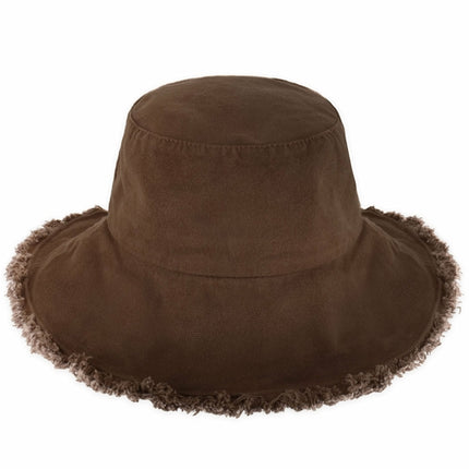 Wide Brim Frayed Bucket Hat for Summer – 100% Cotton