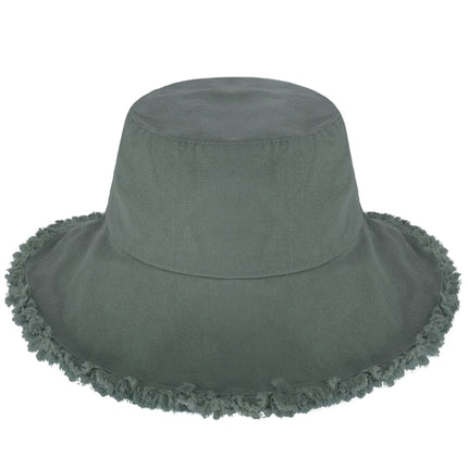 Wide Brim Frayed Bucket Hat for Summer – 100% Cotton