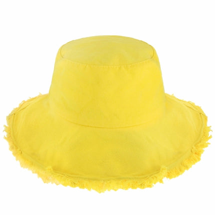 Wide Brim Frayed Bucket Hat for Summer – 100% Cotton