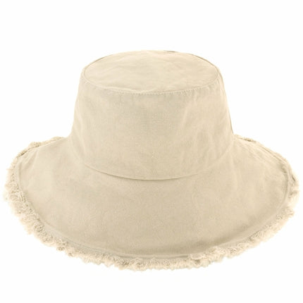 Wide Brim Frayed Bucket Hat for Summer – 100% Cotton