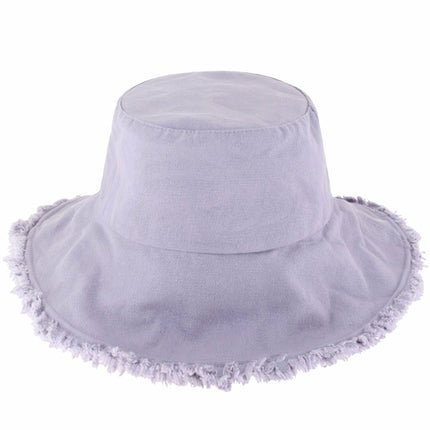 Wide Brim Frayed Bucket Hat for Summer – 100% Cotton