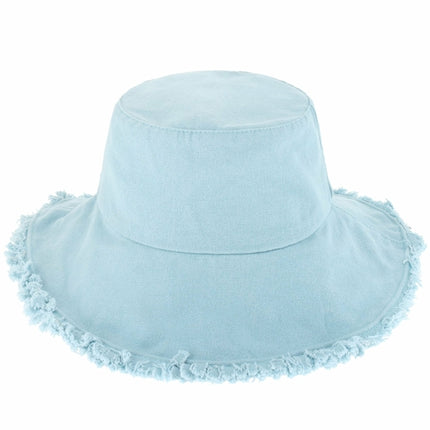 Wide Brim Frayed Bucket Hat for Summer – 100% Cotton