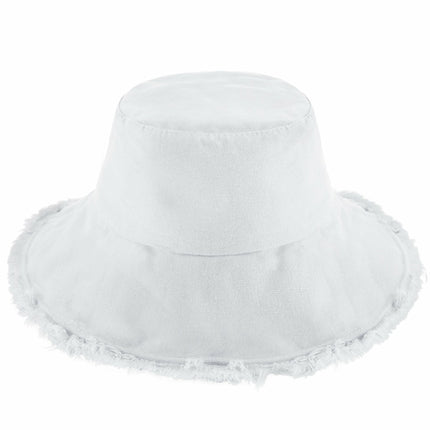 Wide Brim Frayed Bucket Hat for Summer – 100% Cotton