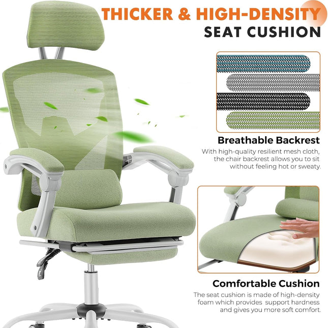 Green Ergonomic High Back Mesh Office Chair Lumbar Support