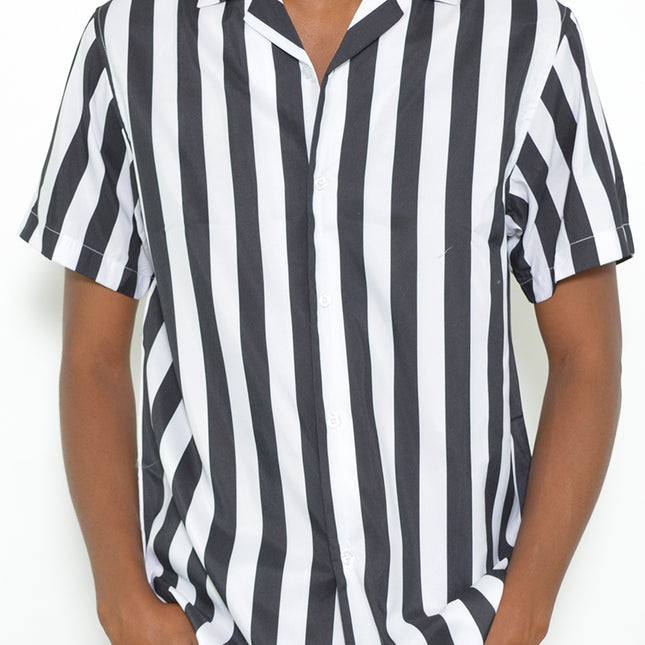 Mens Striped Print Button Down Shirt