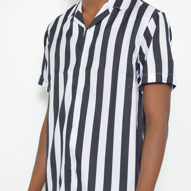 Mens Striped Print Button Down Shirt
