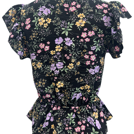 Floral Ruffle Sleeve Peplum Top – Effortlessly Feminine and Chic
