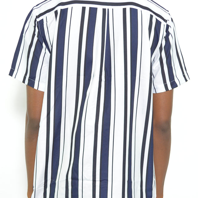 Mens Stripe Print Button Down Shirt