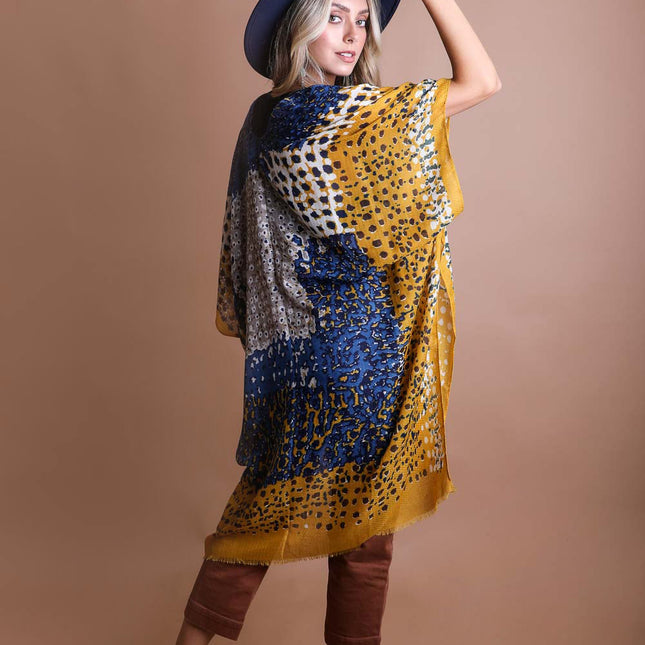 Vibrant Multicolor Frayed Kimono