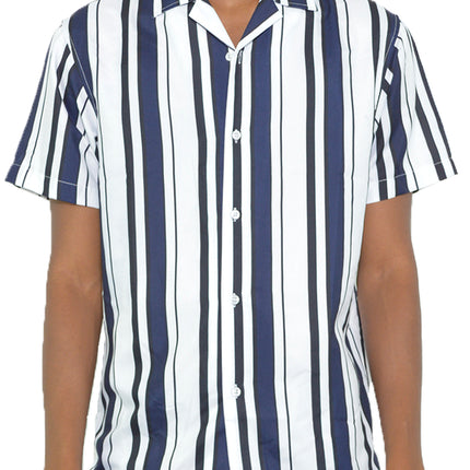Mens Stripe Print Button Down Shirt